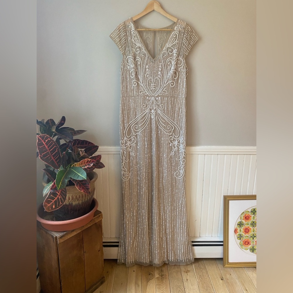 Anthropologie/BHLDN Elegant Beaded Evening Gown Size 14